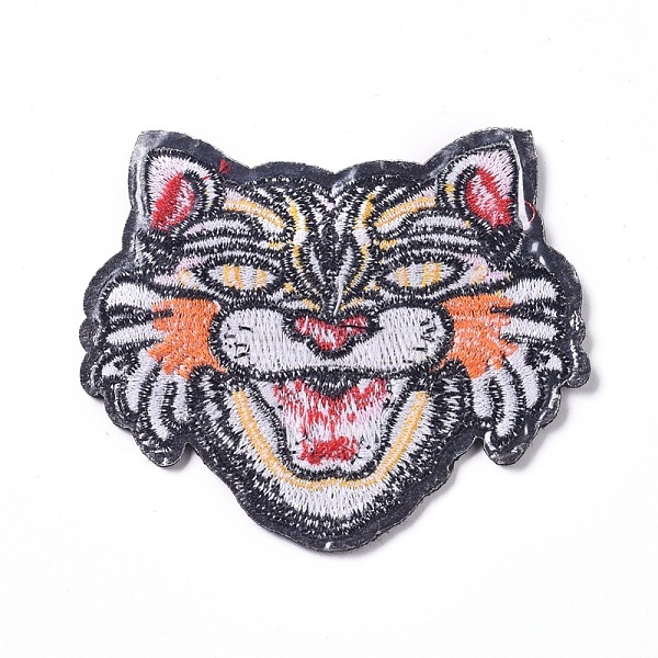 

PandaHall Computerized Embroidery Cloth Iron on/Sew on Patches, Costume Accessories, Appliques, Tiger, Colorful, 67.5x76x1.5mm Cloth Tiger