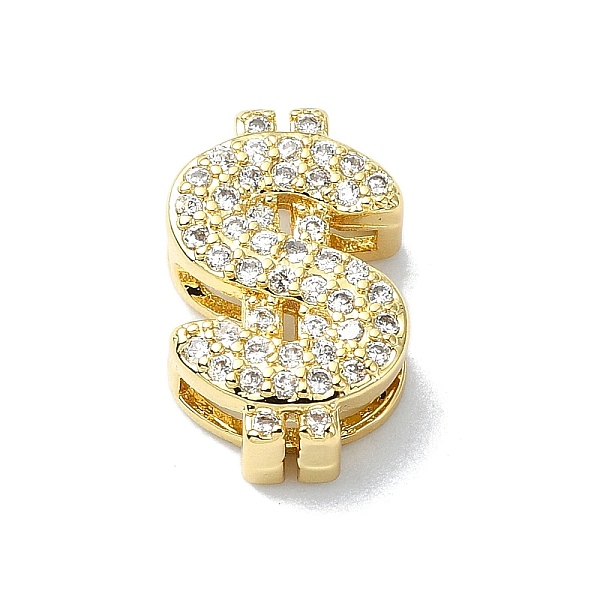 

PandaHall Rack Plating Brass Micro Pave Clear Cubic Zirconia Dollar Sign Multi-Strand Links, Long-Lasting Plated, Lead Free & Cadmium Free...