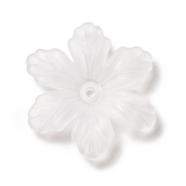 

PandaHall Transparent Acrylic Bead Caps, 6-Petal, Frosted, Flower, White, 27x24x5mm, Hole: 1.6mm Acrylic White
