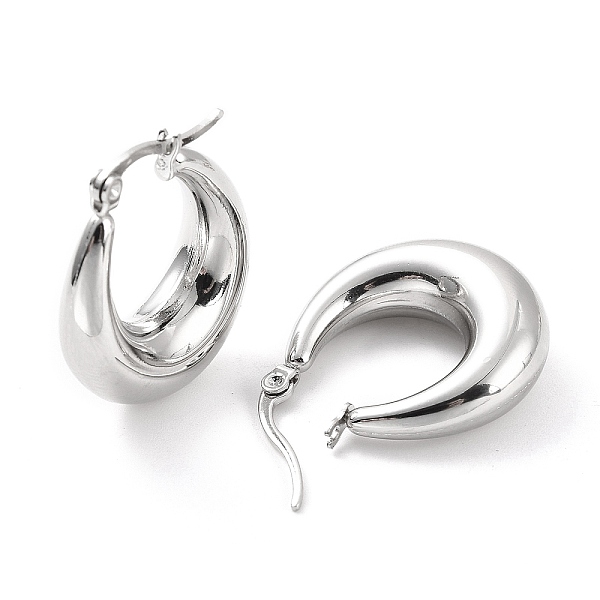 

PandaHall 304 Stainless Steel Chunky Hoop Earrings for Women, Stainless Steel Color, 26x22x8mm, Pin: 0.6mm 304 Stainless Steel Ring