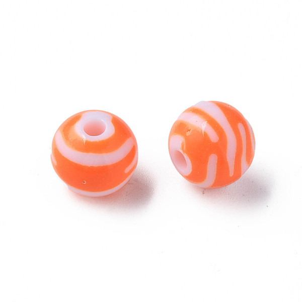 

PandaHall Opaque Striped Acrylic Beads, Round, Coral, 11.5x10.5mm, Hole: 2.5mm, about 549pcs/500g Acrylic Round Red
