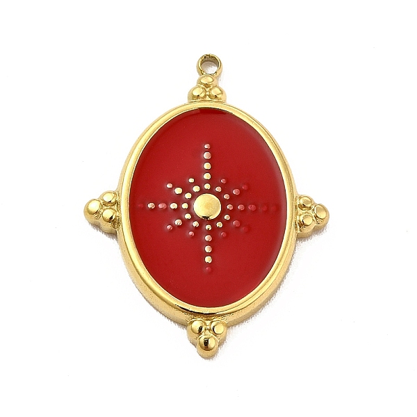 

PandaHall 304 Stainless Steel Pendants, with Enamel, Oval with Star Charm, Golden, Red, 24x18x2mm, Hole: 1.4mm Stainless Steel+Enamel Oval...