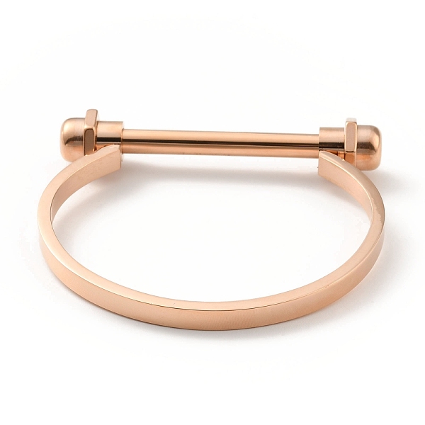 

PandaHall 304 Stainless Steel D Shape Bar Screw Bangle, Shackle Horseshoe Bangle for Men Women, Rose Gold, Inner Diameter: 1-7/8x2-3/8 inch...