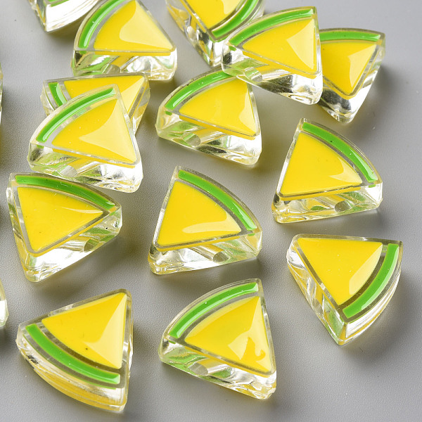 

PandaHall Transparent Enamel Acrylic Beads, Watermelon, Yellow, 23.5x25.5x9mm, Hole: 3.5mm Acrylic Fruit Yellow