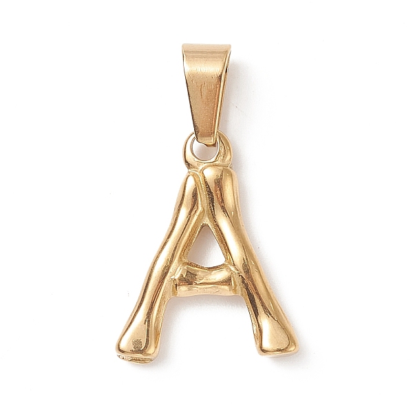 

PandaHall 304 Stainless Steel Pendants, Bamboo Style, Letter, Golden Color, Letter.A, 18.5x15x3mm, Hole: 3x7mm 304 Stainless Steel Letter A