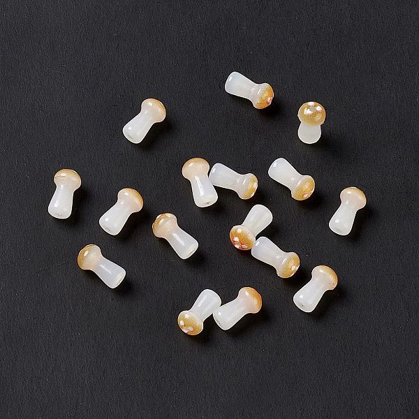 

PandaHall Opaque Glass Beads, Mushroom, Goldenrod, 8x4.5mm, Hole: 1mm, about 96~98pcs/bag Glass Mushroom Gold