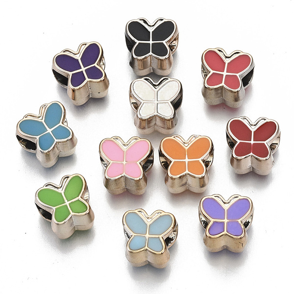 

PandaHall UV Plating Acrylic European Beads, with Enamel, Large Hole Beads, Mixed Color, Butterfly, Light Gold, 10x11x8mm, Hole: 5mm Acrylic...