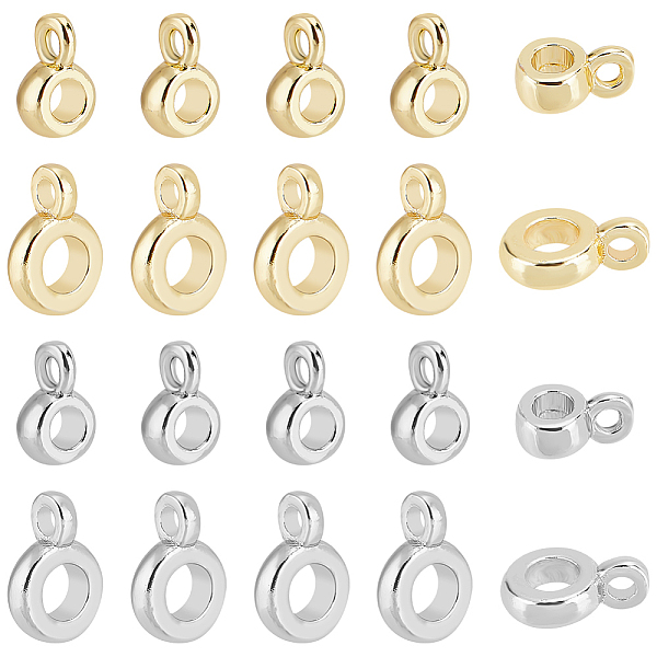 

PandaHall DICOSMETIC 80Pcs 2 Size Bail Beads Charms Brass Bead Hanger Round Spacer Bail Bead with Charm Loop Golden and Silver Tube Beads...