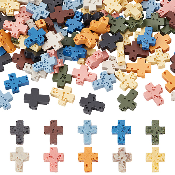 100 pièce de perles de pierre de lave synthétique de 10 couleurs