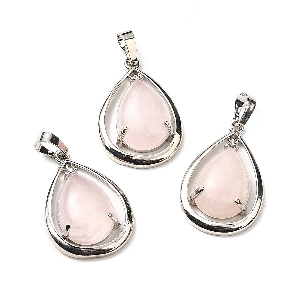 

PandaHall Natural Rose Quartz Pendants, Teardorp Charms, with Rack Plating Platinum Tone Brass Findings, Cadmium Free & Lead Free...