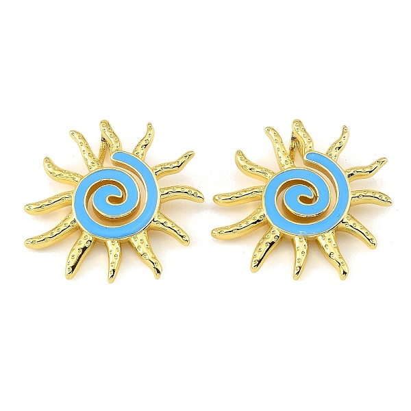 Brass with Sky Blue Enamel Pendants