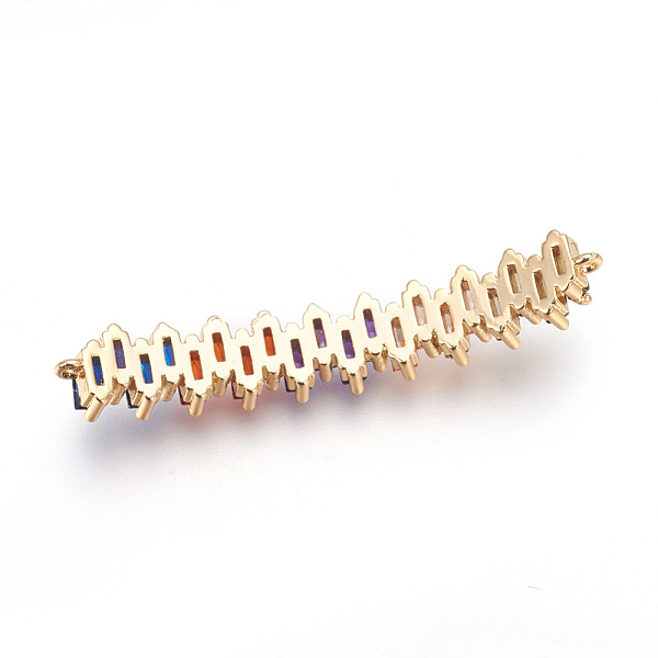 

PandaHall Brass Micro Pave Cubic Zirconia Links, Rectangle, Colorful, Golden, 42.5x7x3.5mm, Hole: 0.8mm Brass+Cubic Zirconia Rectangle
