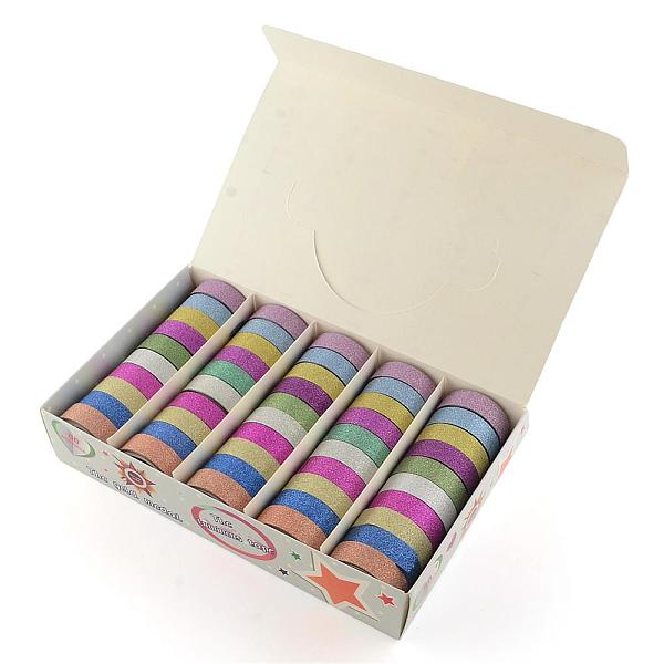 

PandaHall Glitter Powder DIY Scrapbook Decorative Paper Tapes, Self Adhesive Tapes, Mixed Color, 14.5mm, about 3m/roll, 50rolls/box, box..., Multicolor