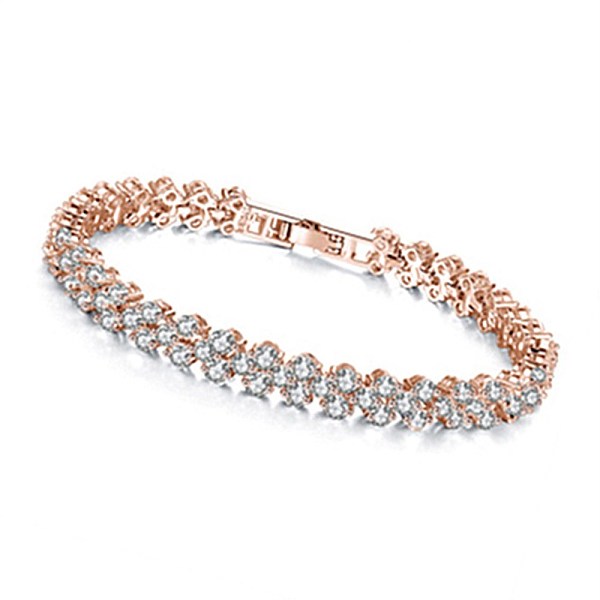 

PandaHall Unisex Brass Watch Band Bracelets, with Crystal Rhinestone, Rose Gold, 6-7/8 inch(17.5cm) Brass