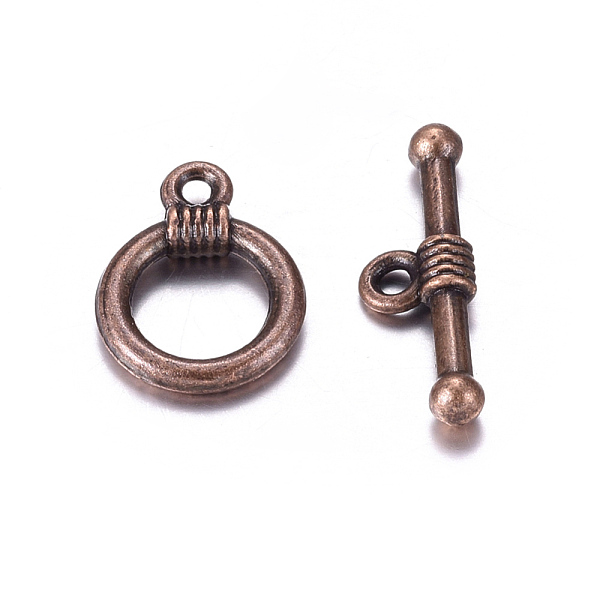 

PandaHall Tibetan Style Alloy Toggle Clasps, Cadmium Free & Nickel Free & Lead Free, Red Copper, 15x11mm, Hole: 2mm Alloy Ring