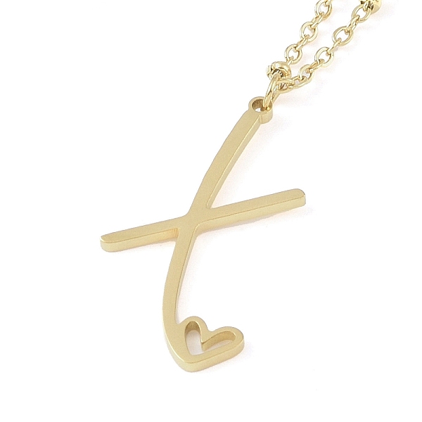 

PandaHall 304 Stainless Steel Pendant Necklaces, Letter Charms, Letter X, 16.22 inch(41.2cm), Pendant: 29.5x18x1.3mm 304 Stainless Steel...