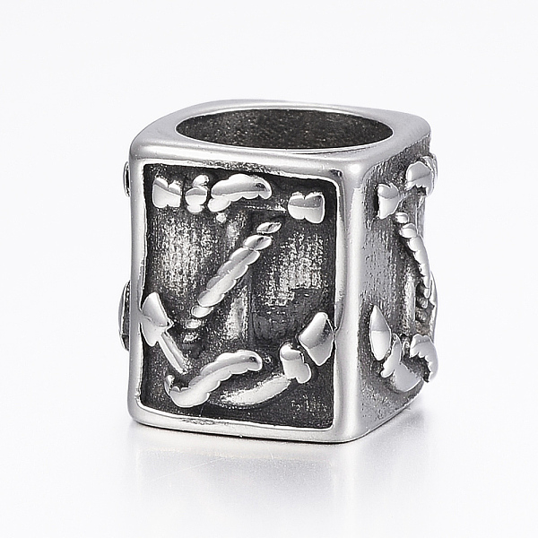 

PandaHall 304 Stainless Steel Large Hole Beads, Cuboid, Antique Silver, 11.5x12x12.5mm, Hole: 8.5mm 304 Stainless Steel Cuboid