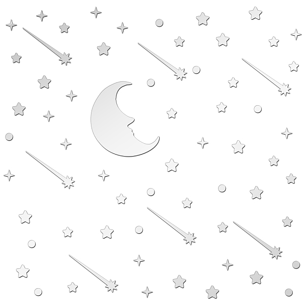 

PandaHall Custom Acrylic Wall Stickers, for Home Living Room Bedroom Decoration, Square with Moon and Star Pattern, Silver, 300x300mm...
