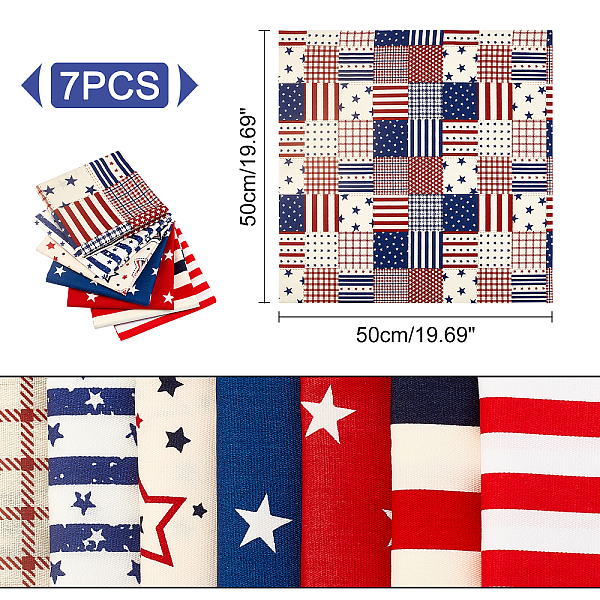 

PandaHall Cotton Cloth, Sqauare, Star Pattern, Mixed Color, 50x50cm, 7pcs/bag Cotton Multicolor