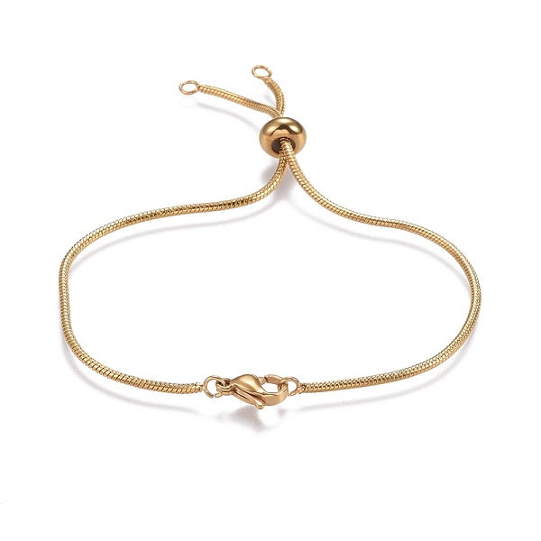 

PandaHall Adjustable 304 Stainless Steel Slider Bracelets, Bolo Bracelets, with Snake Chains and Slider Stopper Beads, Golden, 9-1/2...
