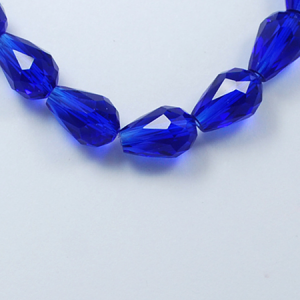 

PandaHall Glass Beads Strands, Faceted, teardrop, Blue, 15x10mm, Hole: 2mm, about 48pcs/strand, 27.56 inch(70cm) Glass Teardrop Blue