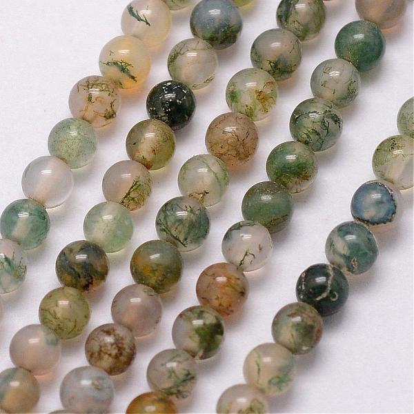 

PandaHall Natural Moss Agate Bead Strands, Round, 3~3.5mm, Hole: 0.7mm, about 115~125pcs/strand, 16 inch Moss Agate Round