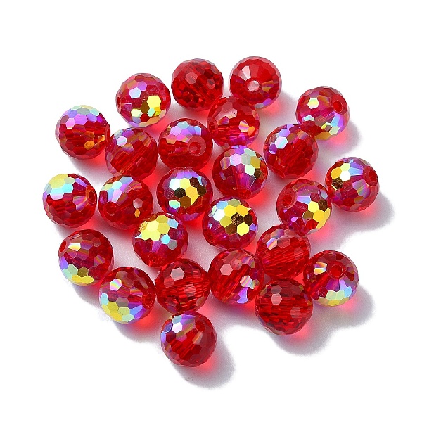 

PandaHall AB Color Plated Glass Beads, Faceted Round, Cerise, 8x7mm, Hole: 1.5mm Glass Round Red