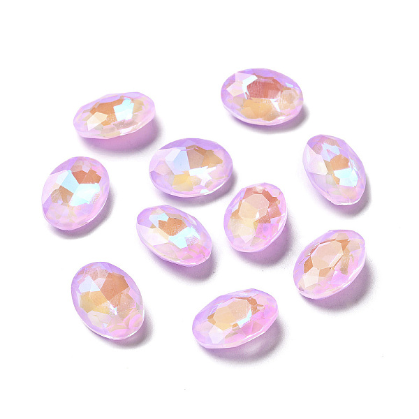 

PandaHall Mocha Fluorescent Style Glass Rhinestone Cabochons, Flat Back, Oval, Violet, 18x13x5.5mm Glass Rhinestone Oval Purple