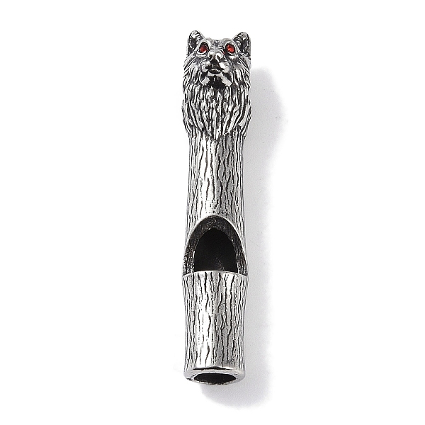 

PandaHall Viking 316 Surgical Stainless Steel Big Pendants, with Rhinestone, Wolf Blowable Whistle Charm, Antique Silver, 52x10x15mm, Hole...