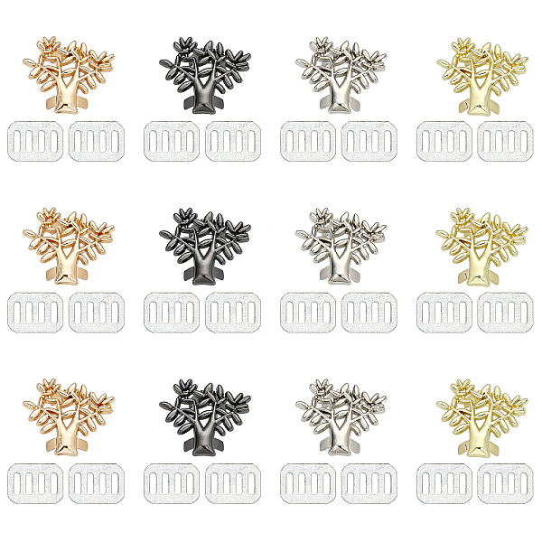 

PandaHall CHGCRAFT 12 Sets 4 Colors Detachable Tree Shoe Decoration, Alloy Bag Buckle Clip, with Iron Gasket, Mixed Color, 22.5x26.5x2.3mm...