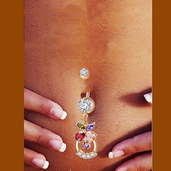 

PandaHall Piercing Jewelry, Brass Cubic Zirconia Navel Ring, Belly Rings, with Surgical Stainless Steel Bar, Cadmium Free & Lead Free, Real...