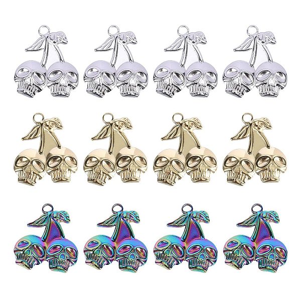 

PandaHall 12Pcs 3 Colors Ion Plating(IP) 304 Stainless Steel Pendants, Skull Charm, Mixed Color, 25x21.5x3mm, Hole: 3mm, 4pcs/color 304...