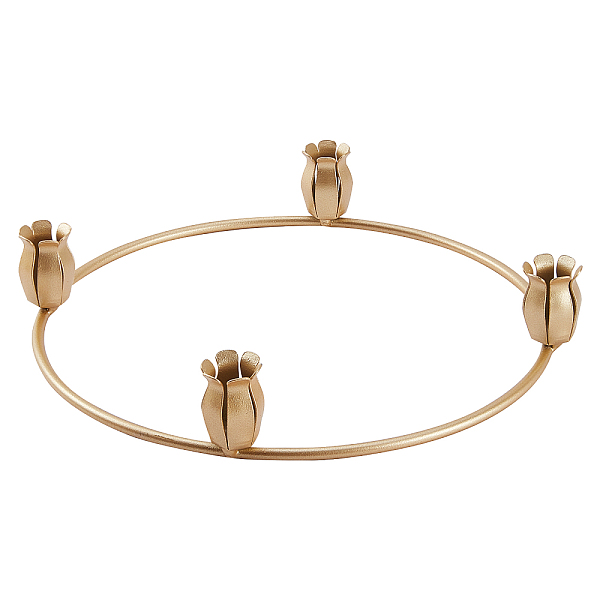 

PandaHall Iron Candle Holder, Fit for 4 Cnadles, Round, Golden, 228x228x37mm Iron