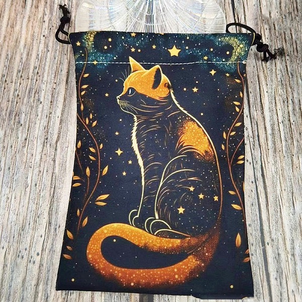

PandaHall Printed Velvet Tarot Card Storage Drawstring Pouches, Rectangle, for Witchcraft Articles Storage, Cat Shape, 18x13.5cm Velvet Cat...