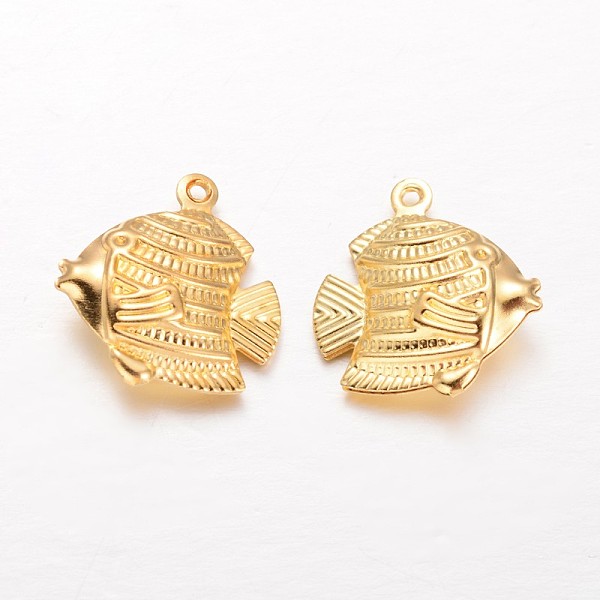 

PandaHall Fish Brass Pendants, Golden, 17x17x5mm, Hole: 1mm Brass Fish