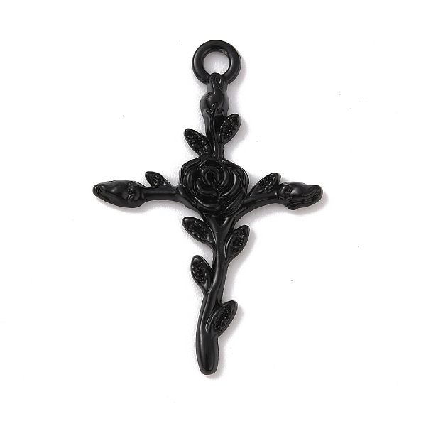 

PandaHall Tibetan Style Alloy Pendants, Cross with Rose Charm, Electrophoresis Black, 34.5x23x3mm, Hole: 2.5mm Alloy Cross