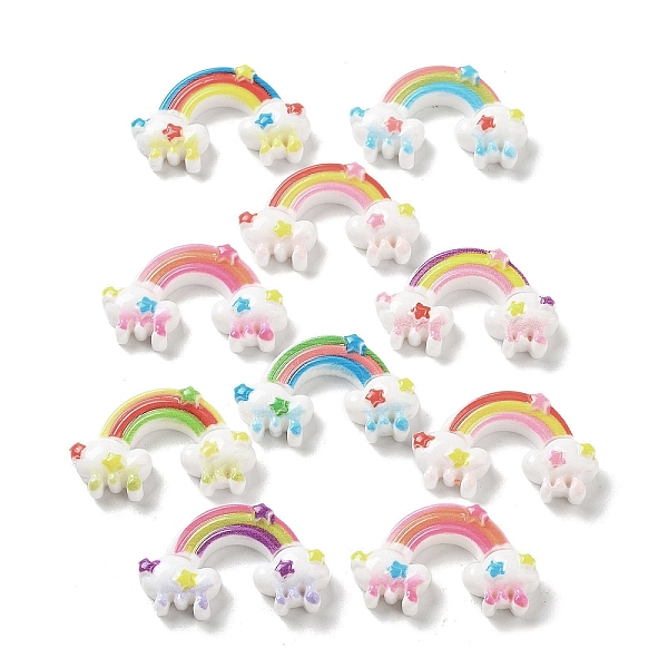 

PandaHall Cartoon Opaque Resin Decoden Cabochons, Rainbow with Cloud, Mixed Color, 19x32.5x7.5mm Resin Rainbow Multicolor