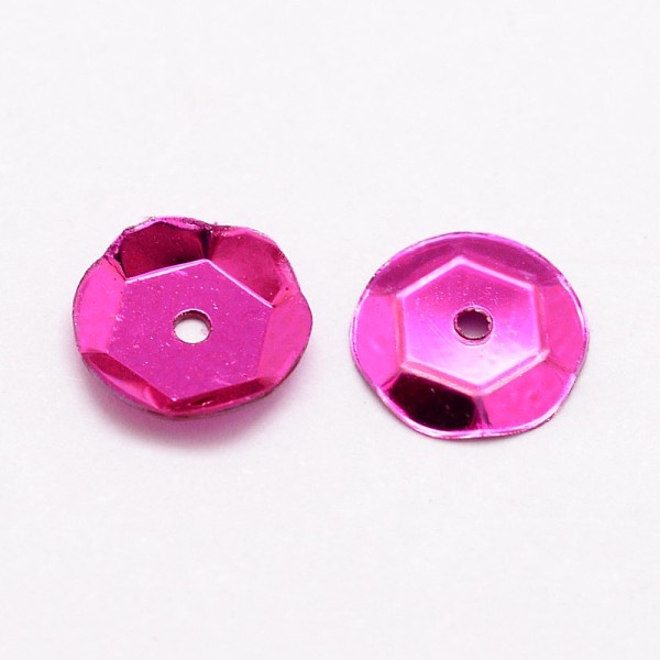 

PandaHall Plastic Paillette Beads, Semi-cupped Sequins Beads, Center Hole, Magenta, 5x0.5mm, Hole: 1mm Plastic Disc Pink