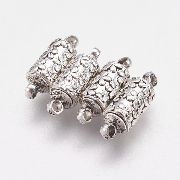 

PandaHall Brass Magnetic Clasps, Long-Lasting Plated, Column, Antique Silver, 16.5x5.5mm, Hole: 2mm Brass Column