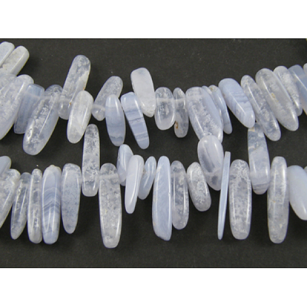 

PandaHall Natural Blue Lace Agate Beads Strands, 12~22x5~7mm, Hole: 1mm, 16 inch Blue Lace Agate Chip White