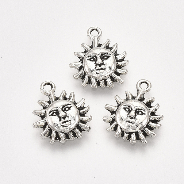 

PandaHall Tibetan Style Alloy Charms, Cadmium Free & Lead Free, Sun, Antique Silver, 14x12x3mm, Hole: 1.5mm, about 1100pcs/1000g Alloy Sun