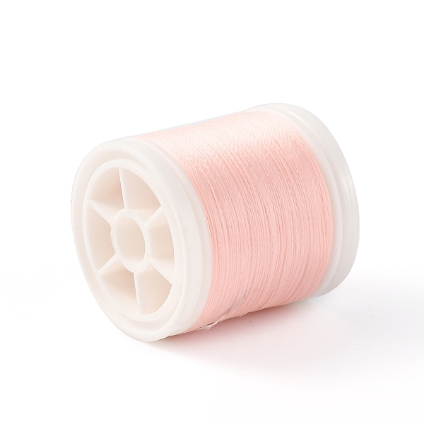 

PandaHall Luminous Polyester Cords, Round, Misty Rose, 0.1mm, about 109.36 Yards(100m)/Roll Polyester