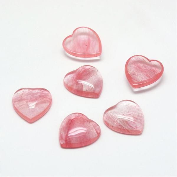 

PandaHall Cherry Quartz Glass Cabochons, Heart, 25x23x7.5mm Watermelon Stone Heart