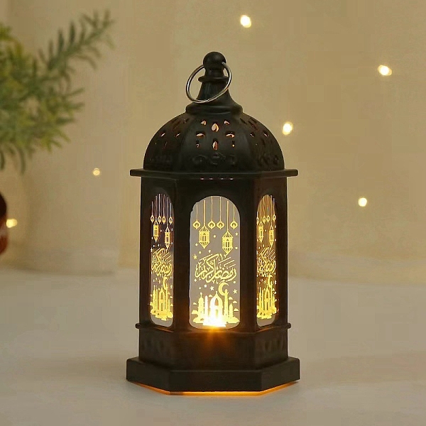 

PandaHall Plastic Wind Lantern Festival Handheld Ornaments, Battery Powered LED Castle Night Light for Home Decoration, Black, 125x60mm...