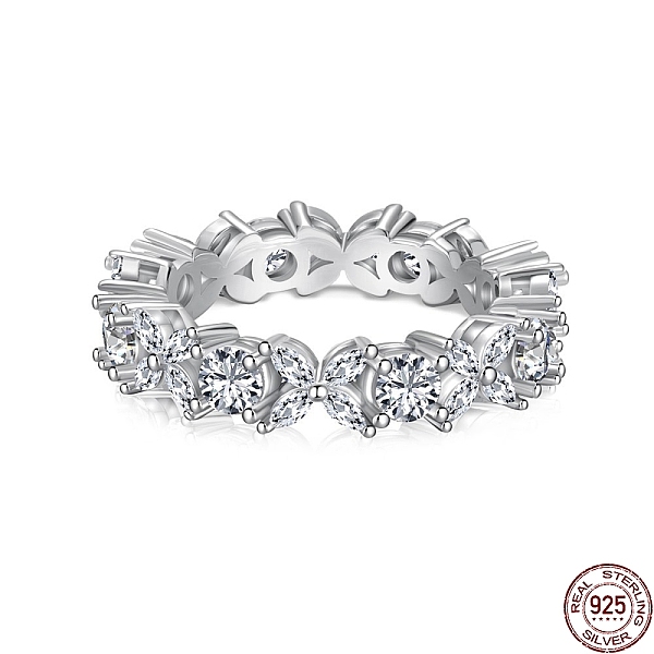 

PandaHall Rhodium Plated 925 Sterling Silver Micro Pave Clear Cubic Zirconia Finger Ring for Women, Flower, Real Platinum Plated, 5mm, US...