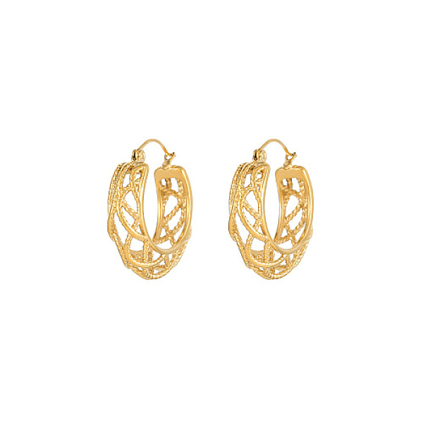 

PandaHall 304 Stainless Sttel Hollow Hoop Earrings, Golden, 31.5x25.6mm 304 Stainless Steel Ring