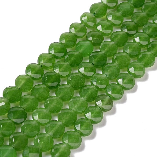 

PandaHall Natural White Jade Beads Strands, Faceted, Dyed, Flat Round, Green, 8~8.5x5~5.5mm, Hole: 1.2mm, about 48pcs/strand, 15.35''(39cm)...