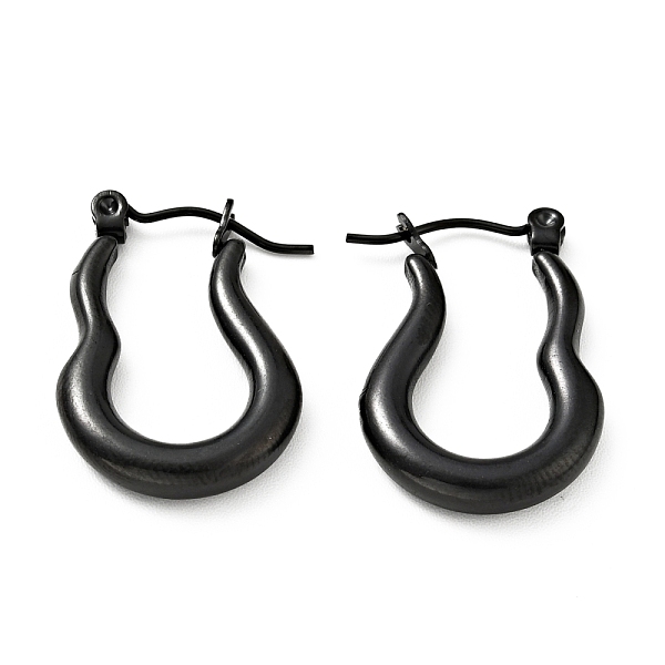 

PandaHall Ion Plating(IP) 304 Stainless Steel Twist Oval Hoop Earrings for Women, Electrophoresis Black, 23.5x17x3.5mm, Pin: 0.8mm 304...