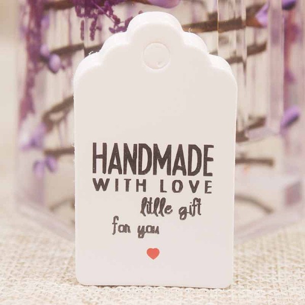 PandaHall Paper Gift Tags, Hange Tags, For Arts and Crafts, For Wedding, Valentine's Day, Rectangle with Word, White, 50x30x0.4mm, Hole: 5mm...