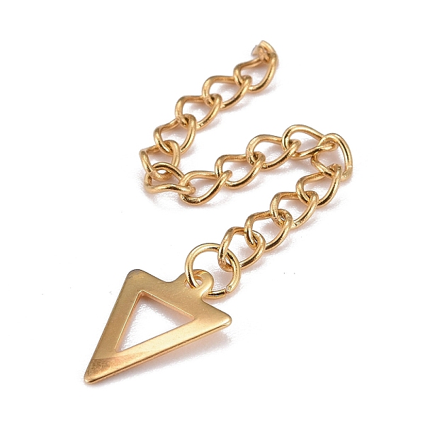 

PandaHall 304 Stainless Steel Chain Extender, Curb Chain, with 202 Stainless Steel Charms, Triangle, Golden, 60mm, Link: 3.7x3x0.5mm...
